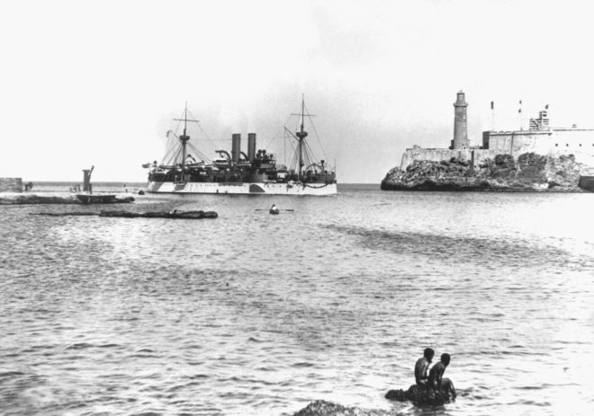 The Maine entering Harbor of Havana. January 1898. Scribners Collection. (Army) Exact Date Shot Unknown NARA FILE #:  111-SC-94543