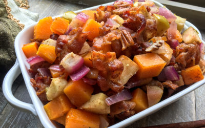 Apple Butternut Squash Casserole with Bacon-Pecan Topping