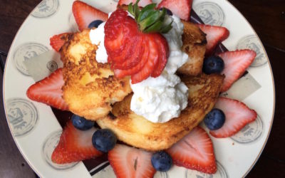 Broiled Angel Food Cake with Maple Whipped Cream