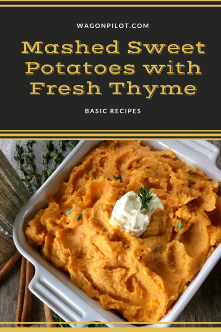Mashed sweet potatoes with fresh thyme