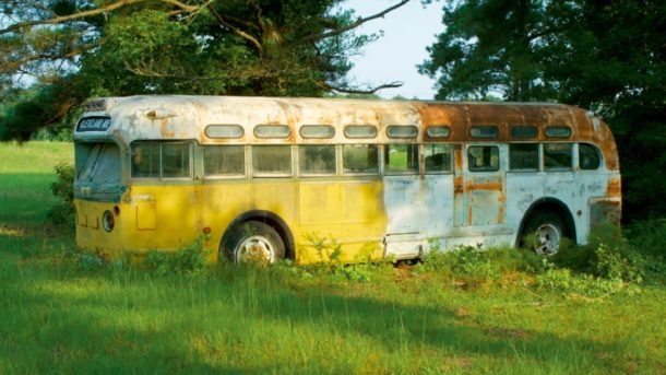 rosa parks on back of bus ad