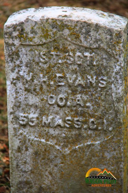 Grave marker of William H Evans Fountain City, Indiana © Wagon Pilot Adventures