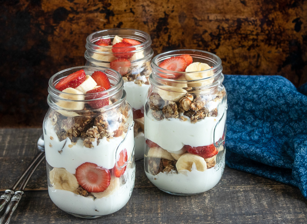 Strawberry-Banana Granola Parfait