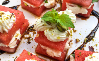 Watermelon, Whipped Feta, and Basil Bites