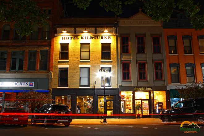 Hotel Kilbourne Sandusky, Ohio after dark © Wagon Pilot Adventures