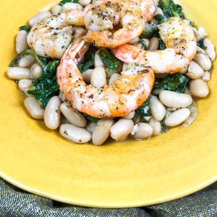 Shrimp Oreganata with Cannellini Beans