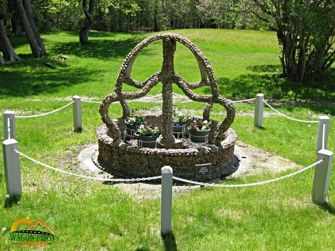 Garden planter at Grand Traverse Lighthouse on Lake Michigan © Wagon Pilot Adventures